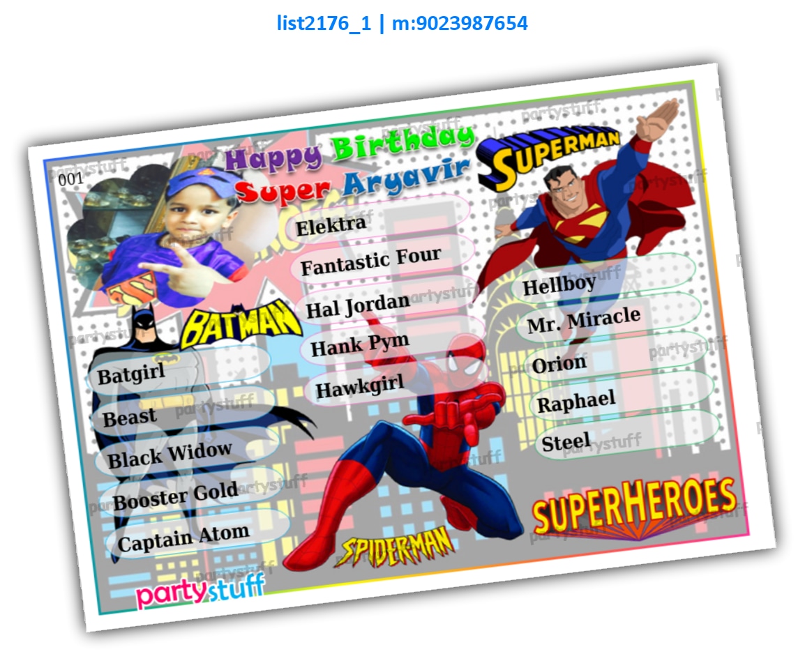 Superhero kukuba 3 | Printed list2176_1 Printed Tambola Housie