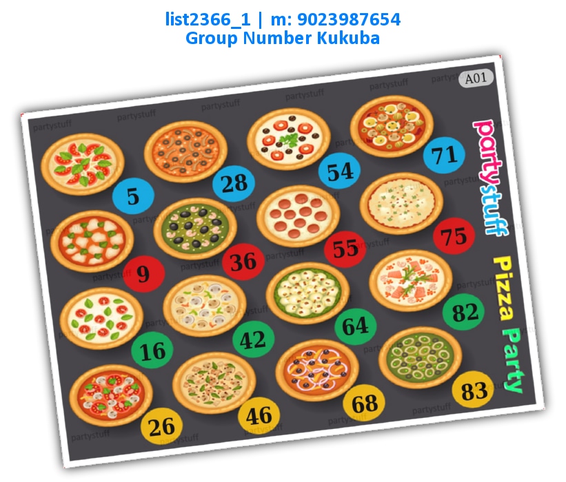 Pizza kukuba 1 | Printed list2366_1 Printed Tambola Housie