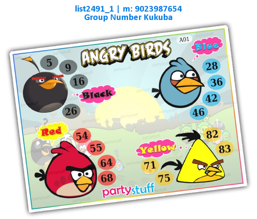 Angry Birds kukuba 3 | Printed list2491_1 Printed Tambola Housie