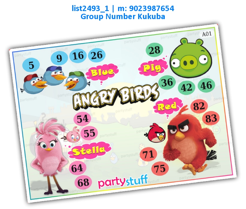 Angry Birds kukuba 5 | Printed list2493_1 Printed Tambola Housie