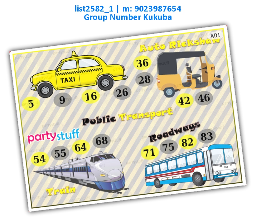 Public Transport kukuba 1 list2582_1 Printed Tambola Housie
