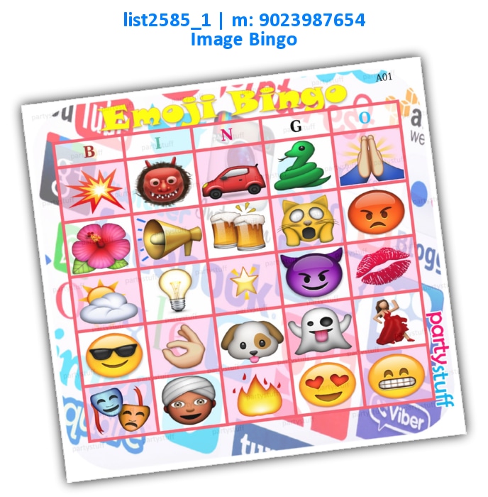 Emoji Bingo list2585_1 Printed Tambola Housie