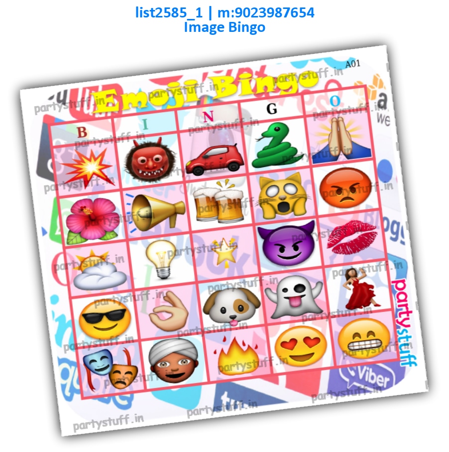 Emoji Bingo list2585_1 Printed Tambola Housie