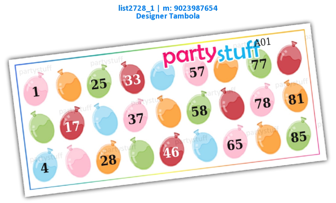Classic Boxes Balloons | Printed list2728_1 Printed Tambola Housie
