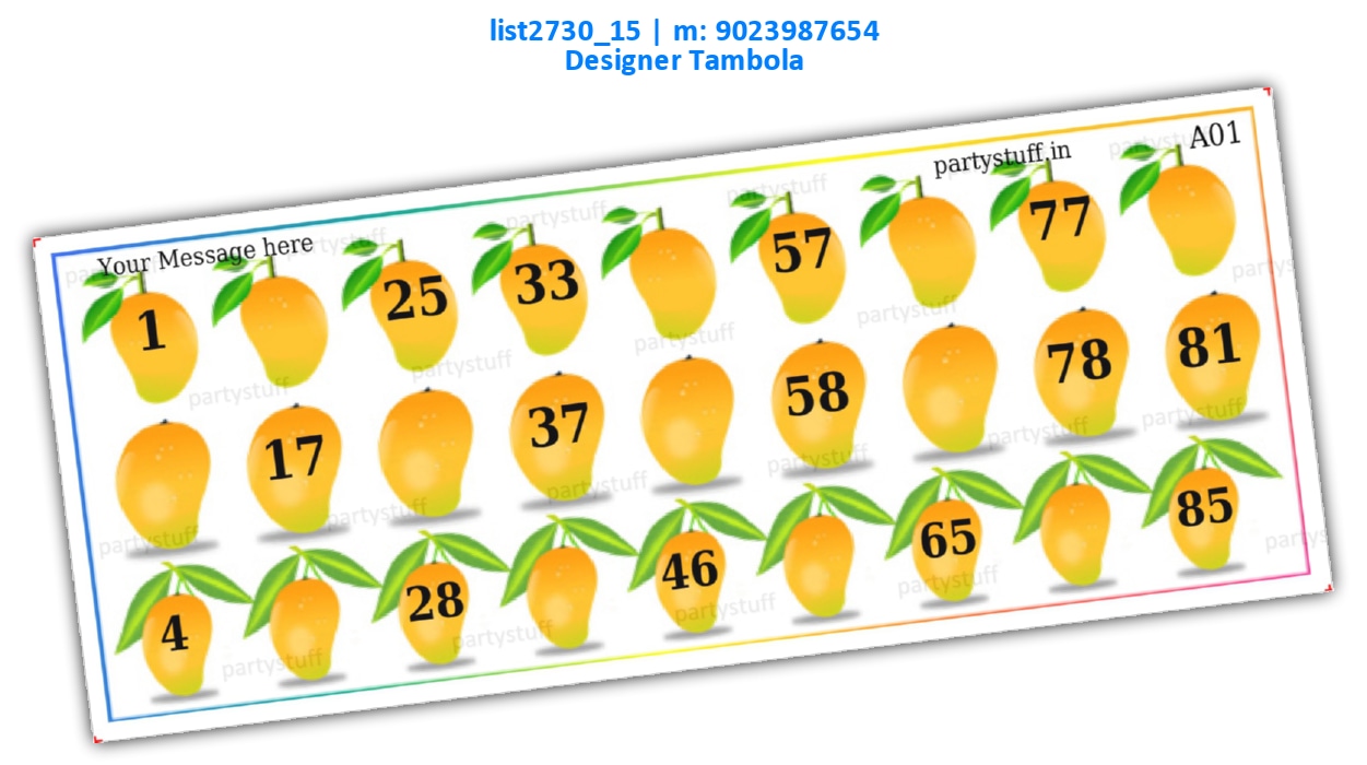 Classic Boxes Mango | Printed list2730_15 Printed Tambola Housie