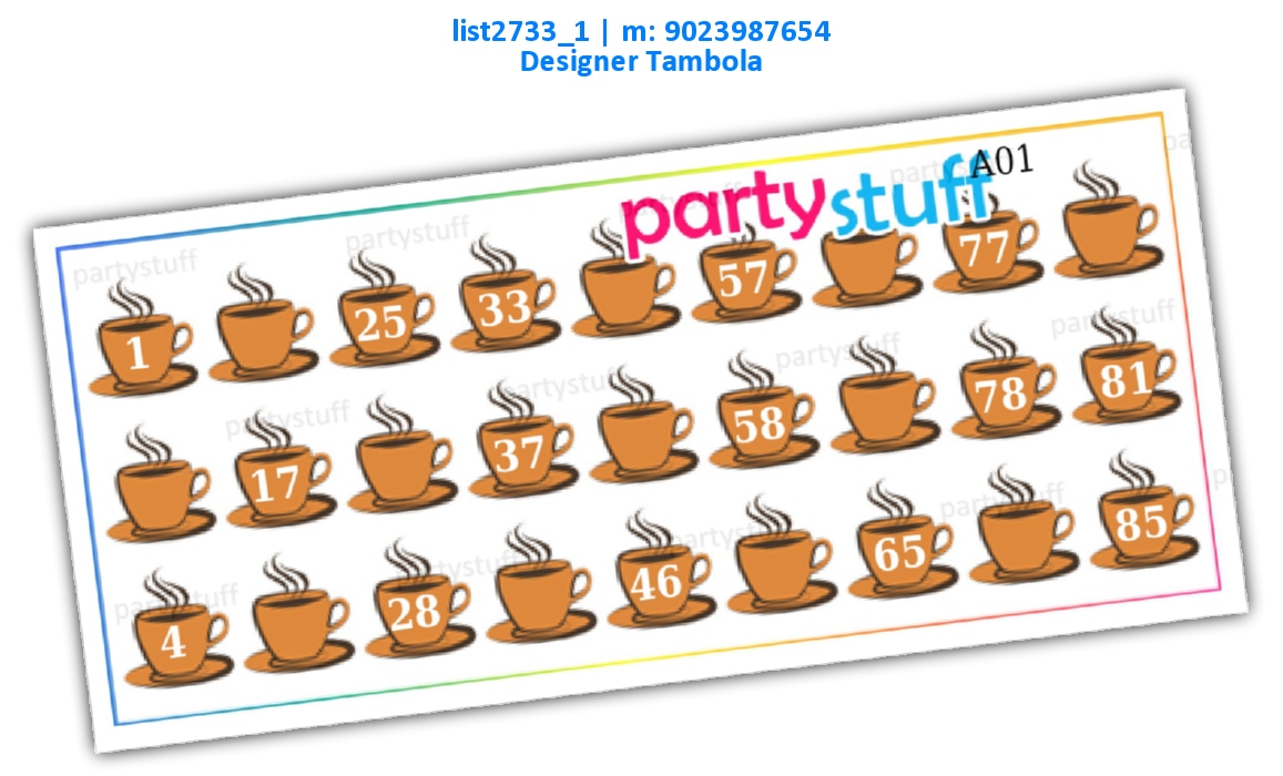Classic Coffee Cup | Printed list2733_1 Printed Tambola Housie