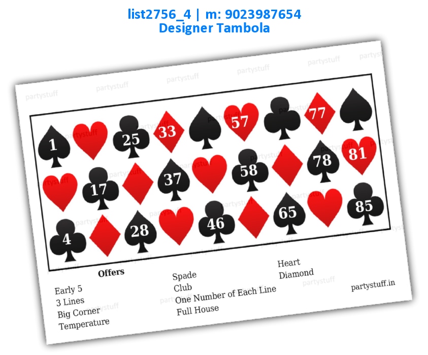 Classic Playing Cards Box | PDF list2756_4 PDF Tambola Housie