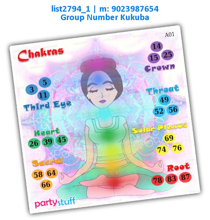 Chakras kukuba 1 | Printed list2794_1 Printed Tambola Housie