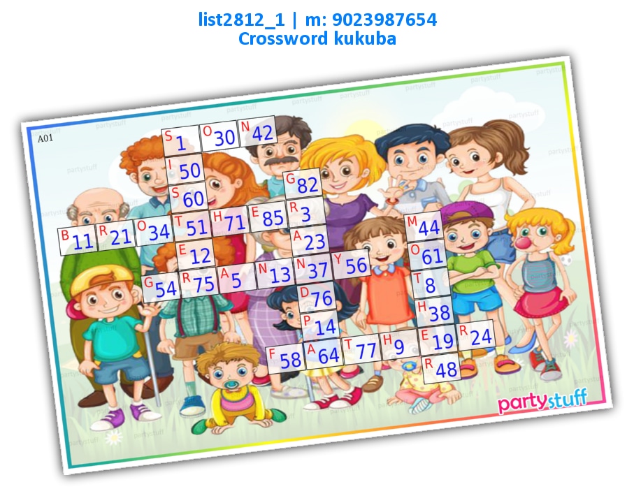 Family Crossword Kukuba | Printed list2812_1 Printed Tambola Housie