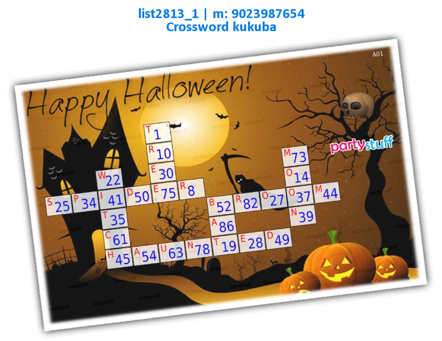 Halloween Crossword Kukuba | Printed list2813_1 Printed Tambola Housie