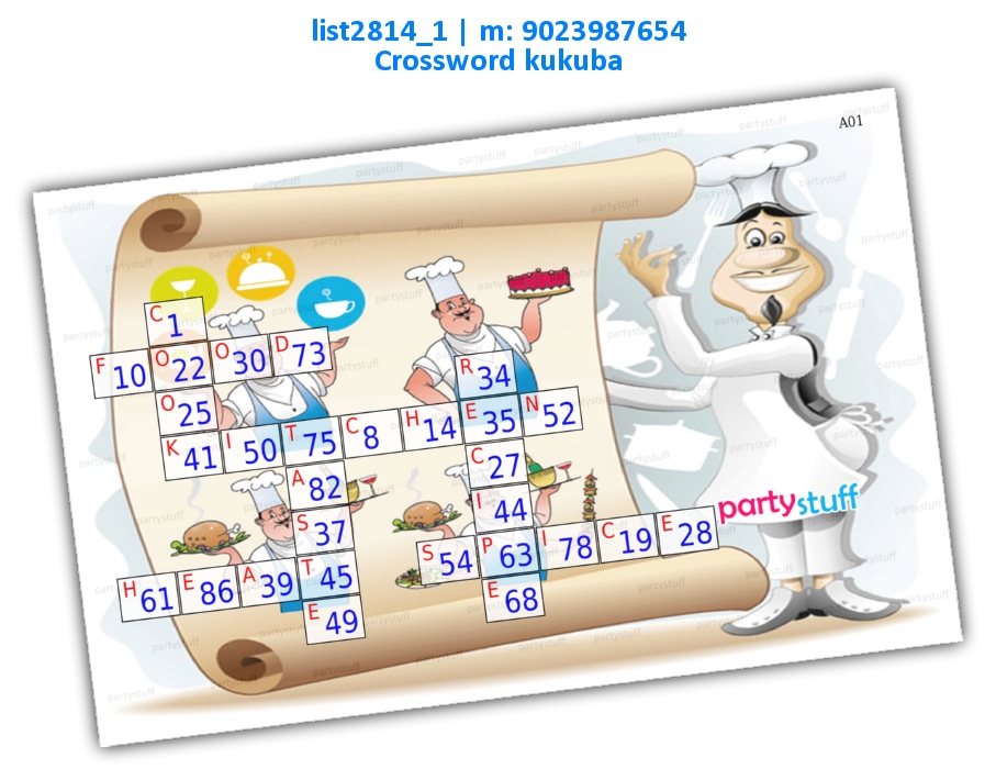 Master Chef Crossword Kukuba | Printed list2814_1 Printed Tambola Housie