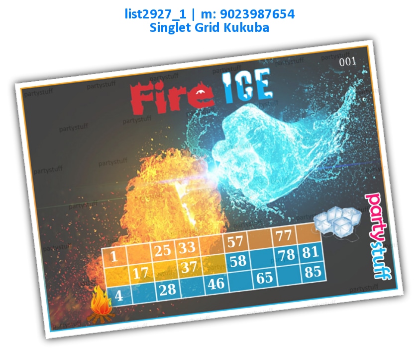 Fire and Ice Classic Grid kukuba 1 | Printed list2927_1 Printed Tambola Housie