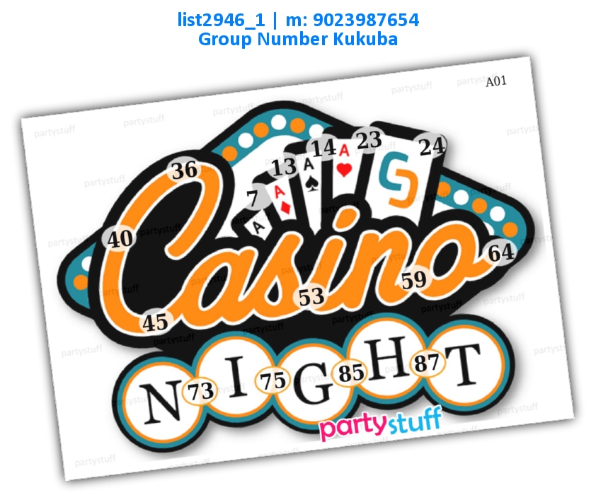 Casino Night kukuba 7 list2946_1 Printed Tambola Housie