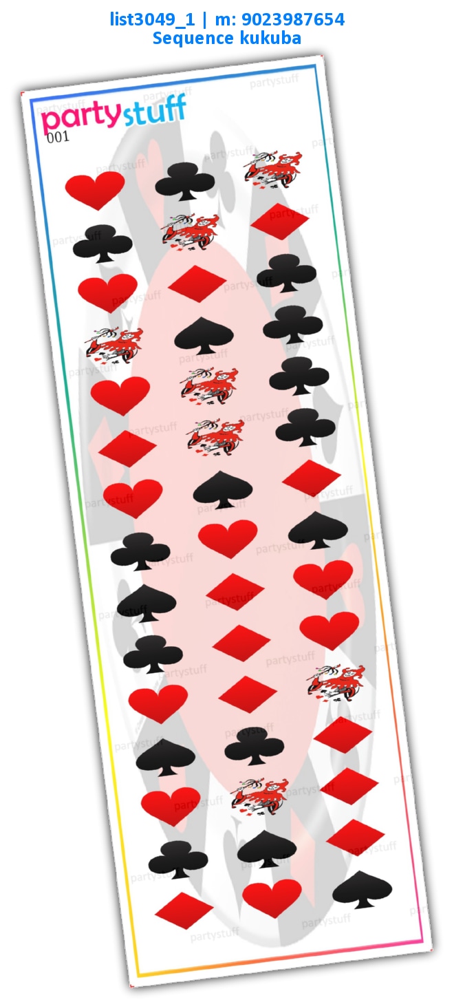 Playing Cards Sequence kukuba 1 | Printed list3049_1 Printed Tambola Housie