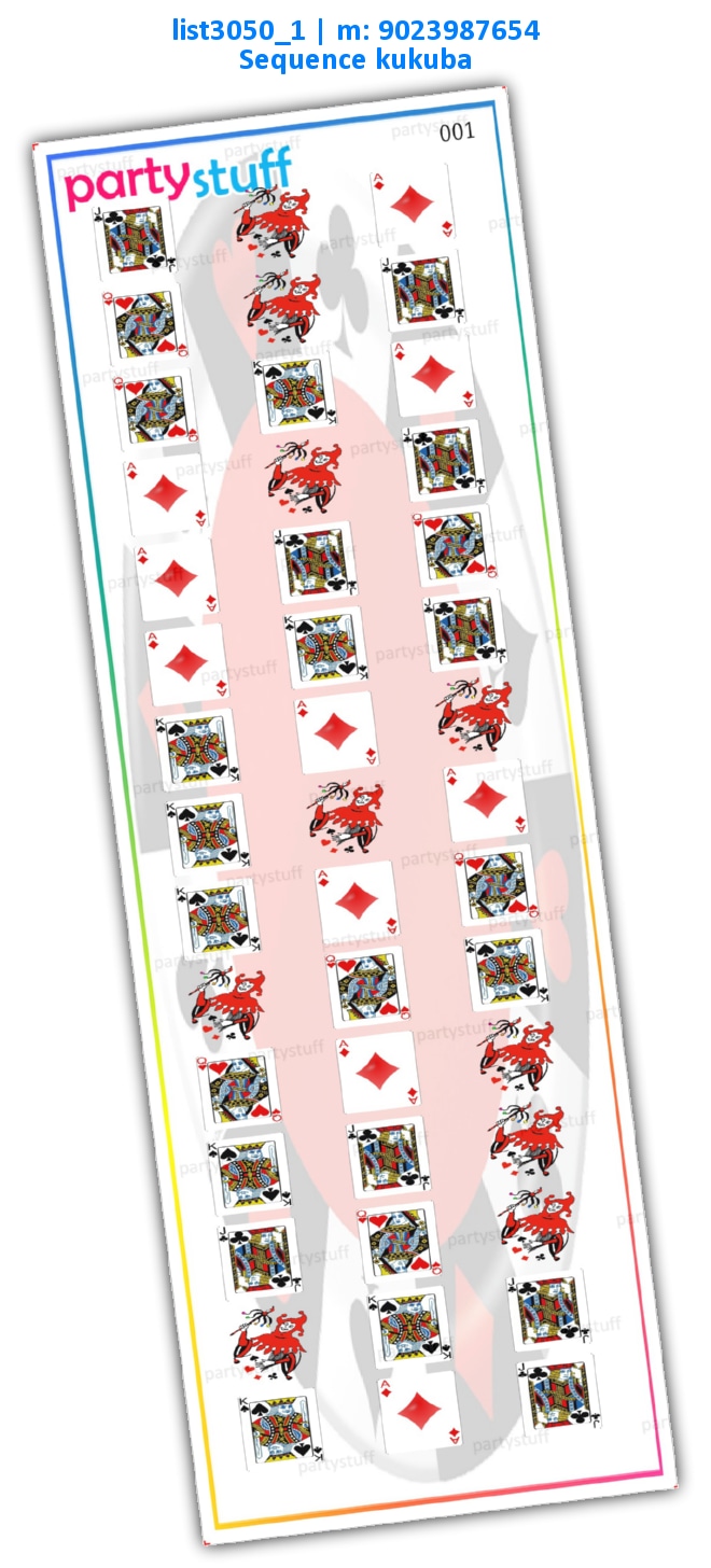Playing Cards Sequence kukuba 2 | Printed list3050_1 Printed Tambola Housie