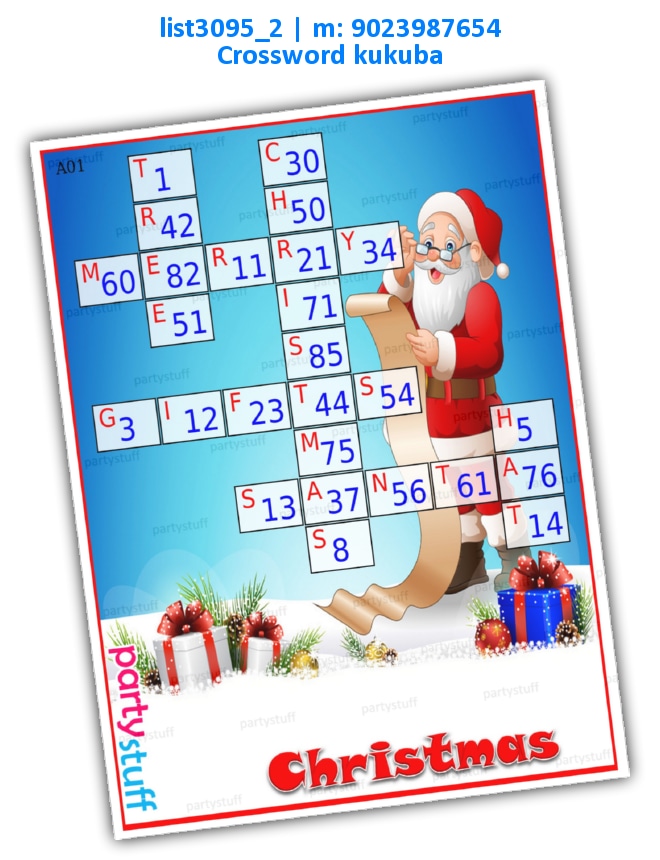Christmas Crossword kukuba 1 list3095_2 Printed Tambola Housie