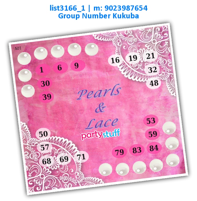Pearls Lace Pink kukuba list3166_1 Printed Tambola Housie