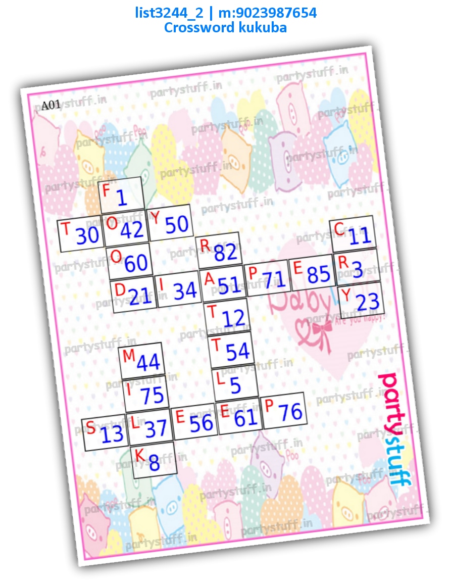 Baby Shower Crossword kukuba list3244_2 PDF Tambola Housie