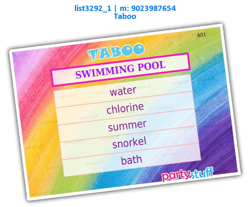 Place Taboo | Printed list3292_1 Printed Paper Games