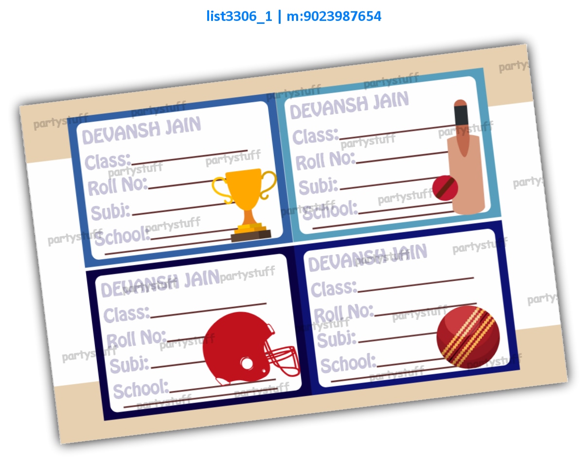 Cricket Nameslip Sticker | Printed list3306_1 Printed Labels