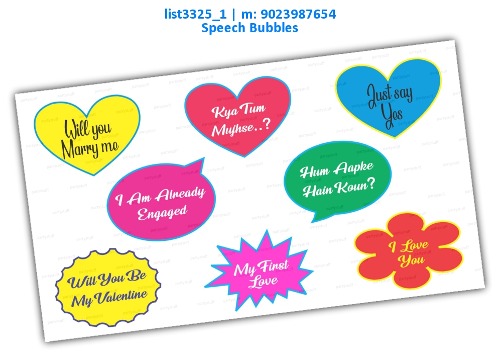 Propose Speech Bubbles | Printed list3325_1 Printed Props