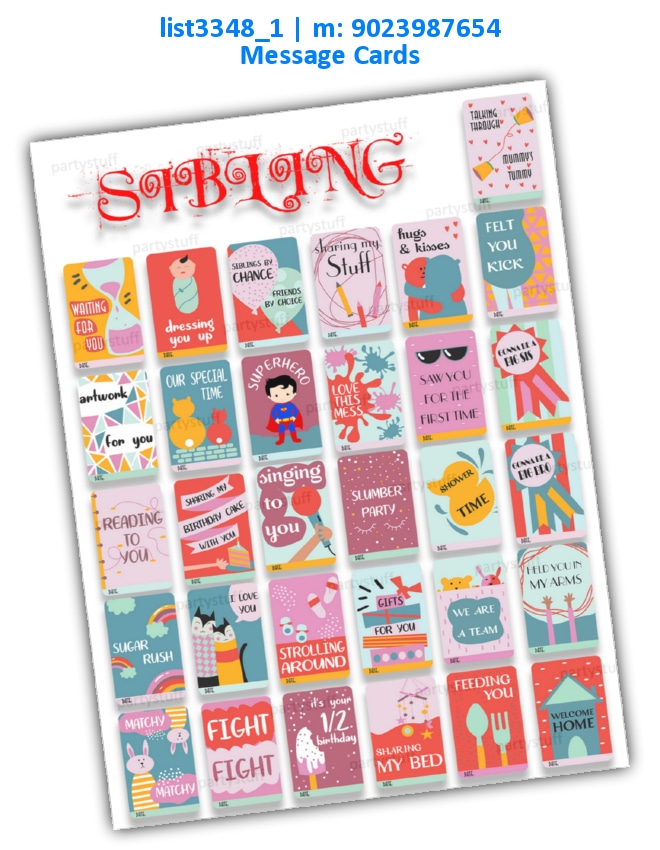 Sibling Message Cards | Printed list3348_1 Printed Cards