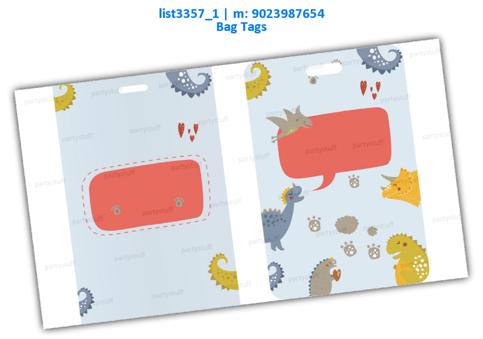 Dinosaur Bag Tag 2 | Printed list3357_1 Printed Cards