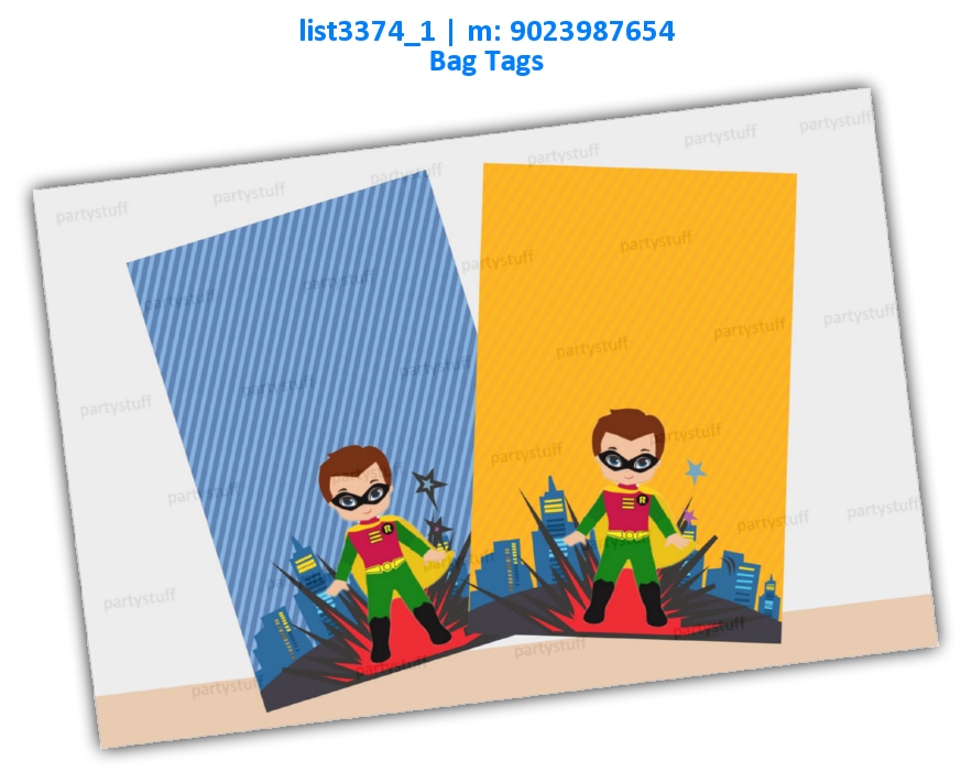 Super Hero Bag Tag | Printed list3374_1 Printed Cards