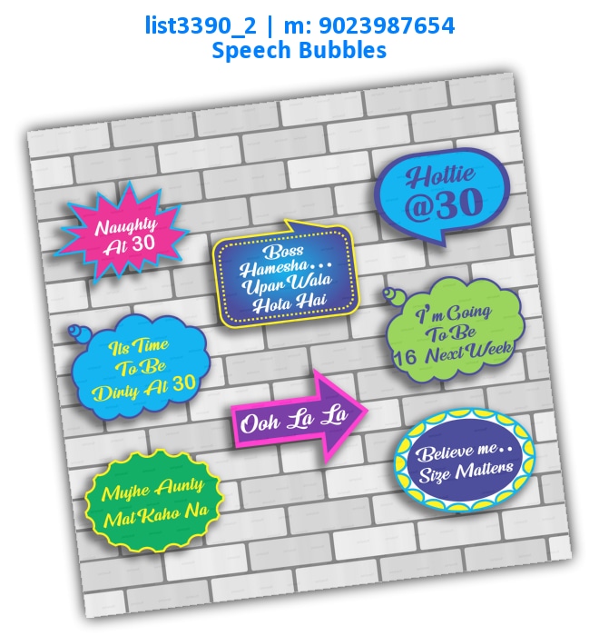 Naughty 30 Speech Bubbles | Printed list3390_2 Printed Props