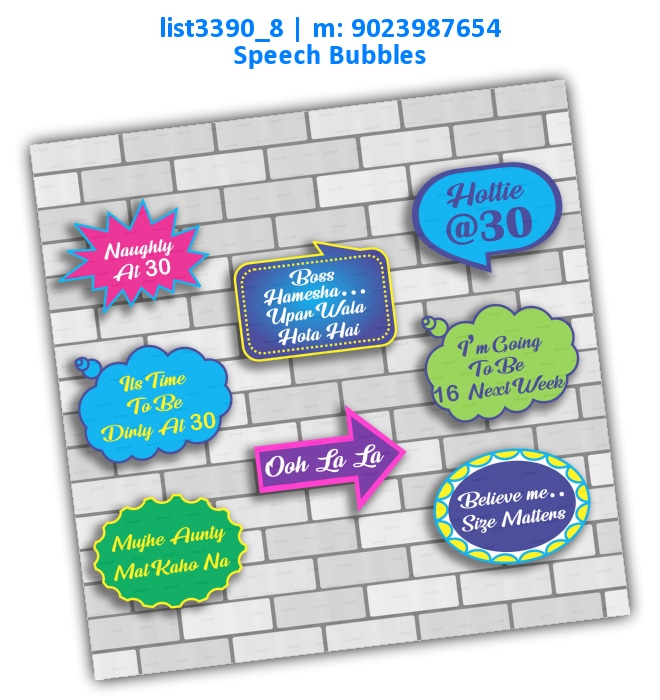 Naughty 30 Speech Bubbles | Printed list3390_8 Printed Props