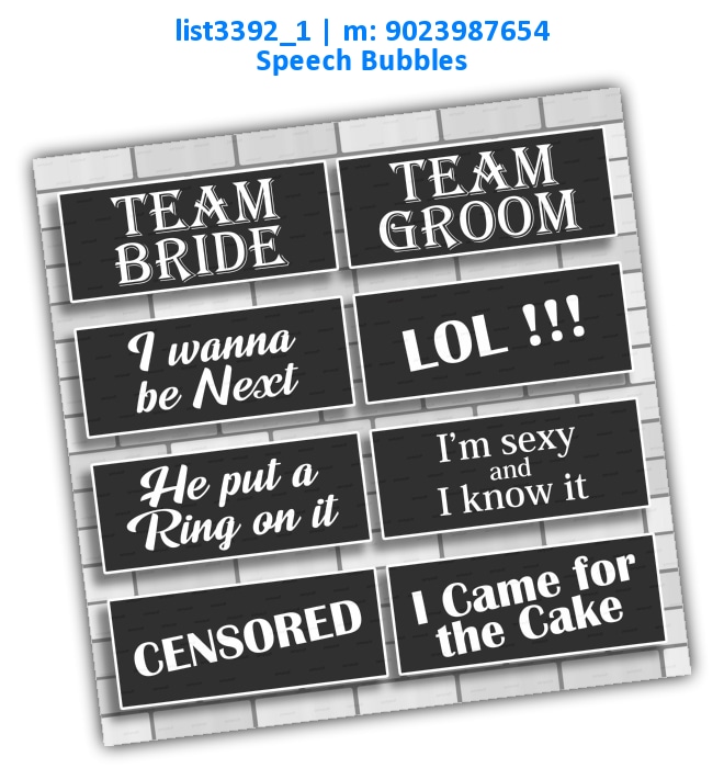 Wedding Speech Bubbles 6 | Printed list3392_1 Printed Props