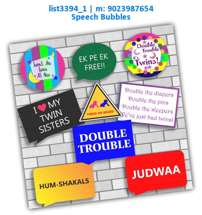 Twins Speech Bubbles | Printed list3394_1 Printed Props