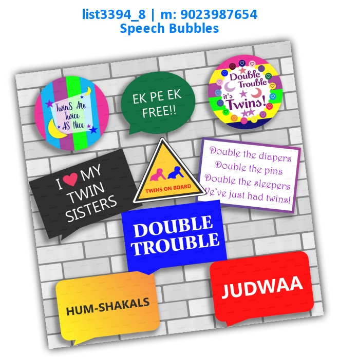 Twins Speech Bubbles | Printed list3394_8 Printed Props