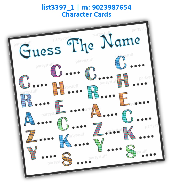 Check Character Cards list3397_1 Printed Activities
