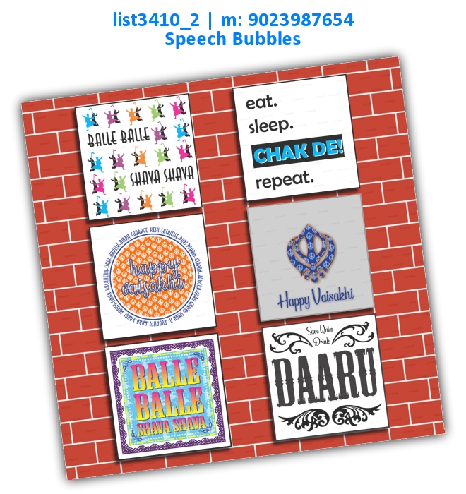 Baisakhi Speech Bubbles | Printed list3410_2 Printed Props