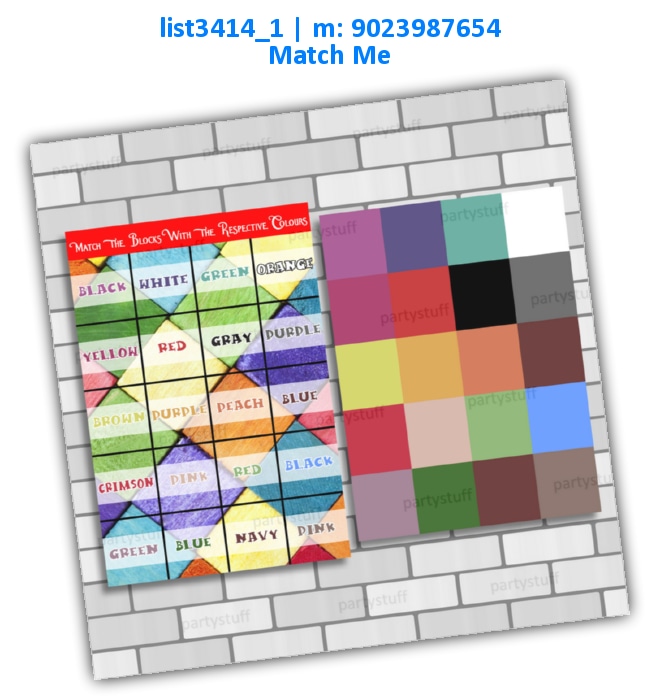 Color Block Match | Printed list3414_1 Printed Paper Games