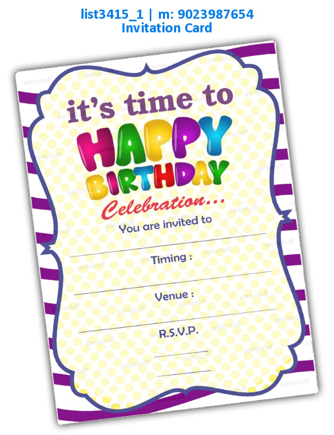 Birthday Invitation Card | Printed list3415_1 Printed Cards