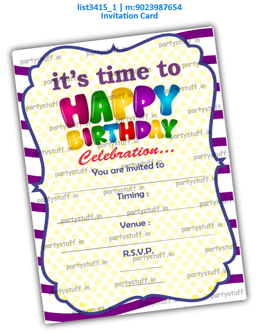 Birthday Invitation Card | Printed list3415_1 Printed Cards