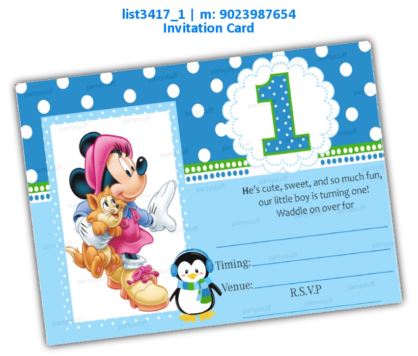 Minnie Mouse Birthday Invitation Card list3417_1 Printed Cards