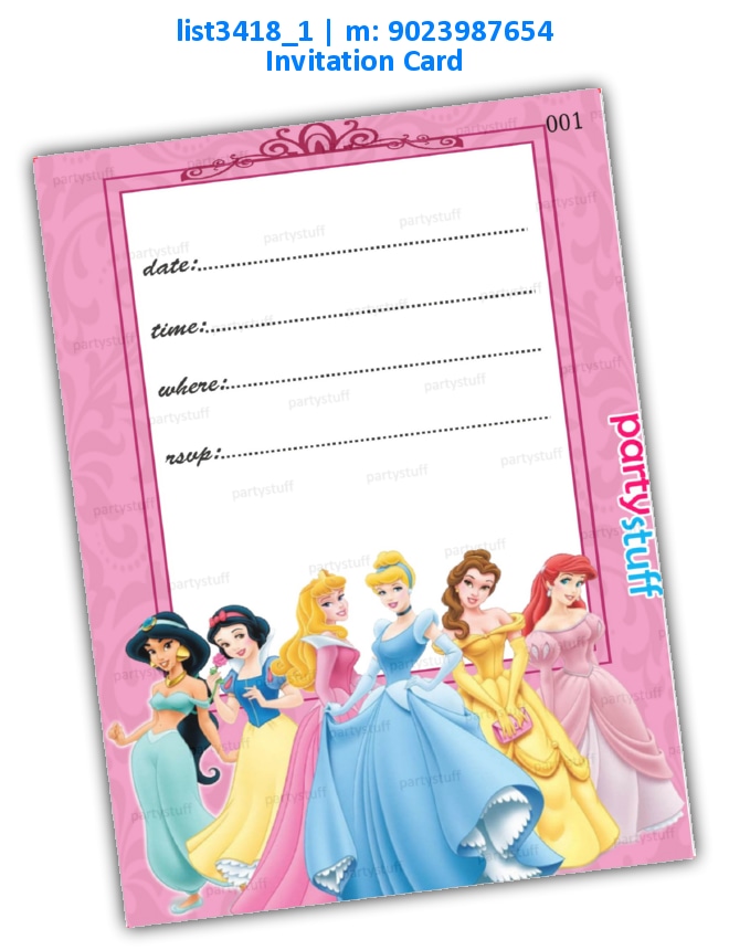 Princess Invitation Card list3418_1 Printed Cards