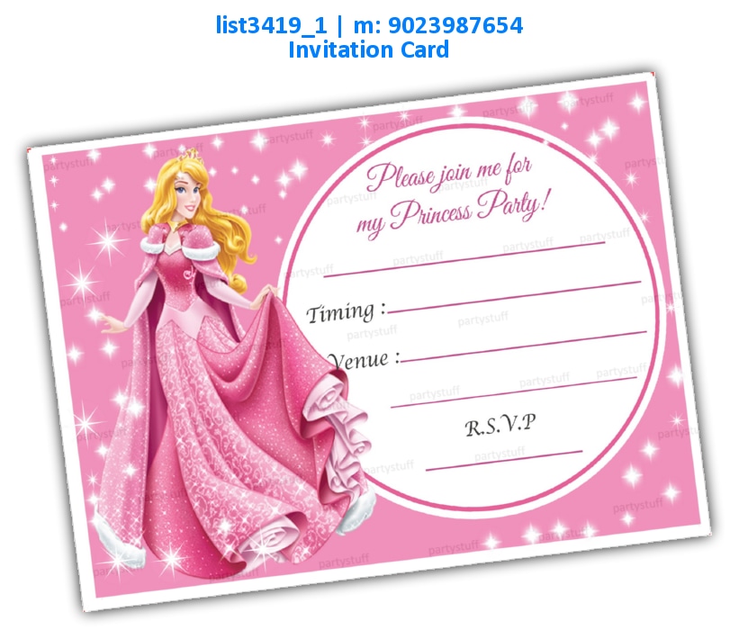 Princess Party Invitation Card | Printed list3419_1 Printed Cards