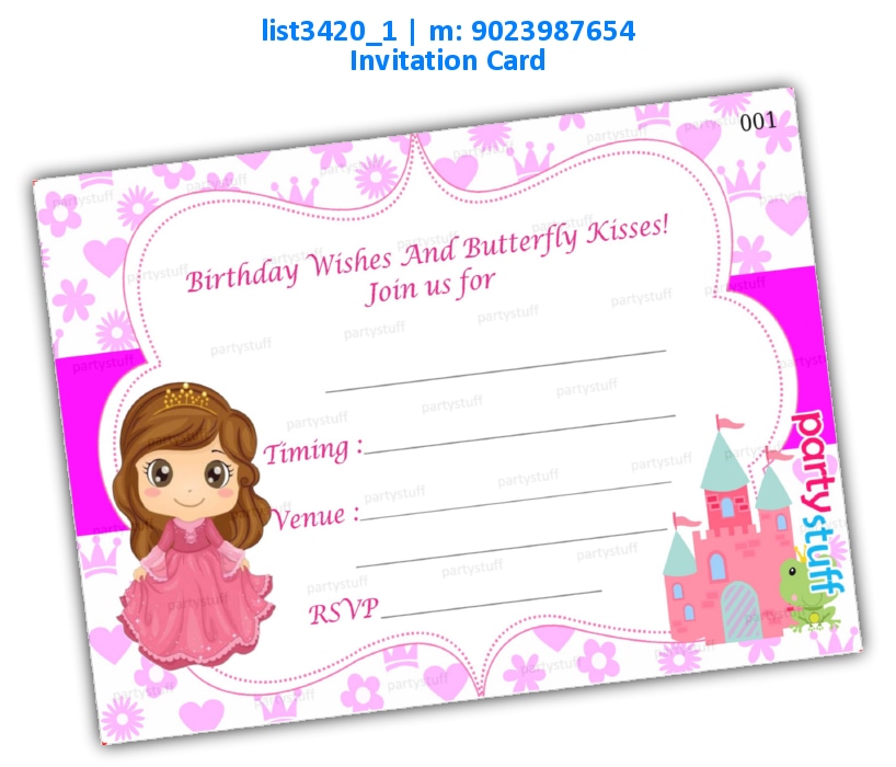 Princess Birthday Invitation Card | Printed list3420_1 Printed Cards