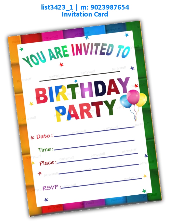 Birthday Party Invitation Card | Printed list3423_1 Printed Cards
