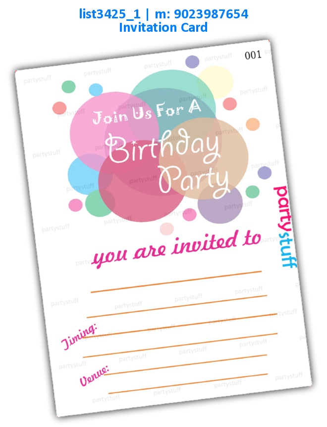 Polka Birthday Invitation Card | Printed list3425_1 Printed Cards
