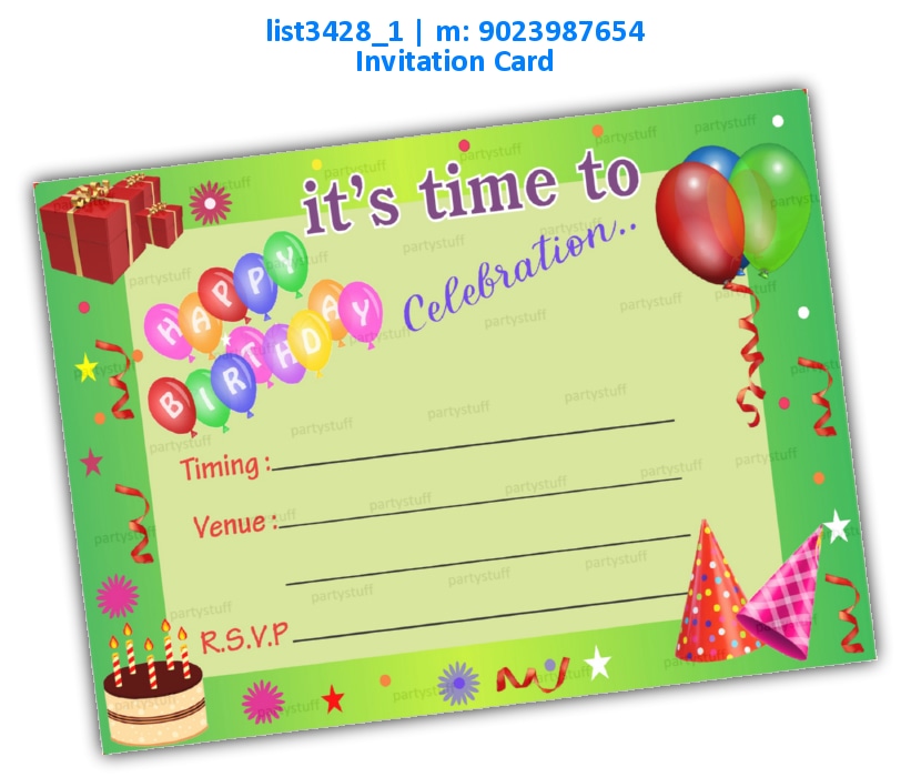 Birthday Invitation Card 2 | Printed list3428_1 Printed Cards