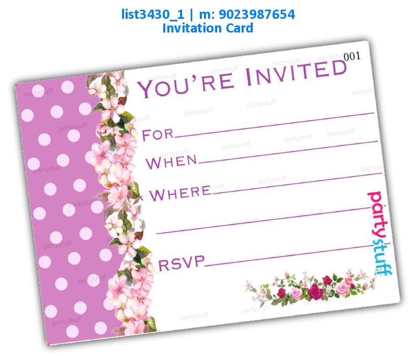 Floral Invitation Card | Printed list3430_1 Printed Cards