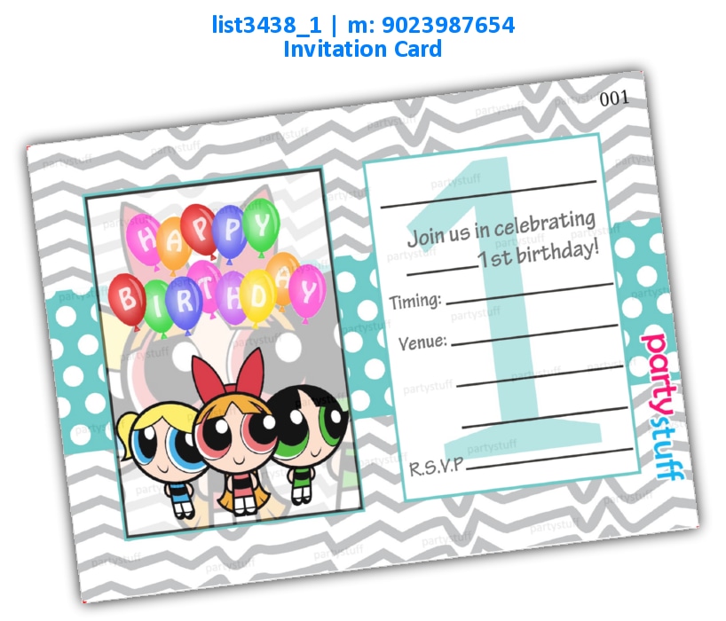 Power Puff Girls 1st Birthday Invitation | Printed list3438_1 Printed Cards