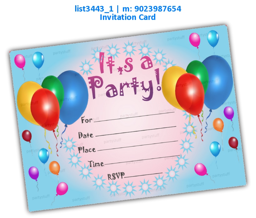 Balloons Birthday Invitation Card | Printed list3443_1 Printed Cards