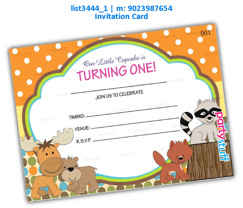 Animals 1st Birthday Invitation Card | Printed list3444_1 Printed Cards