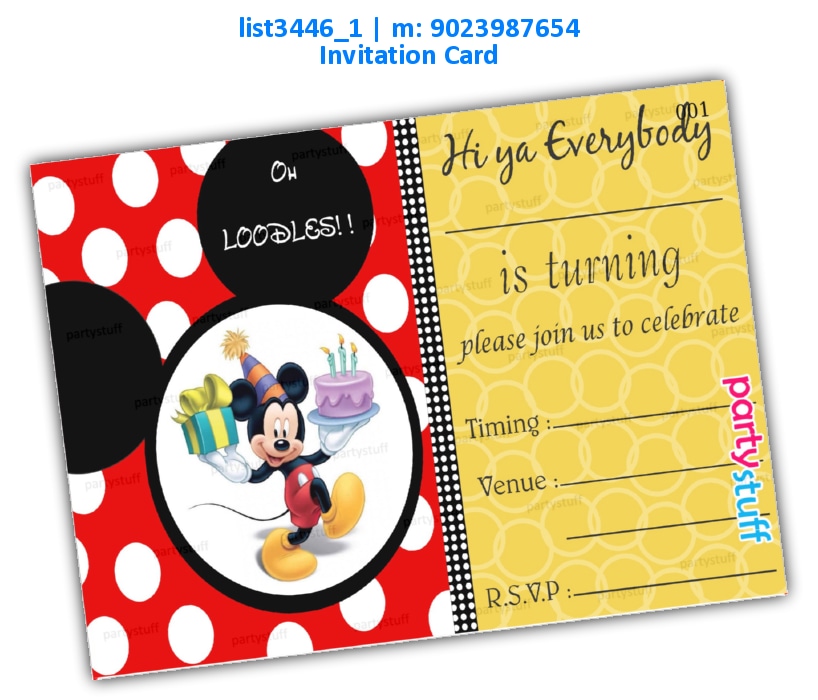 Mickey Mouse Birthday Invitation 3 list3446_1 Printed Cards